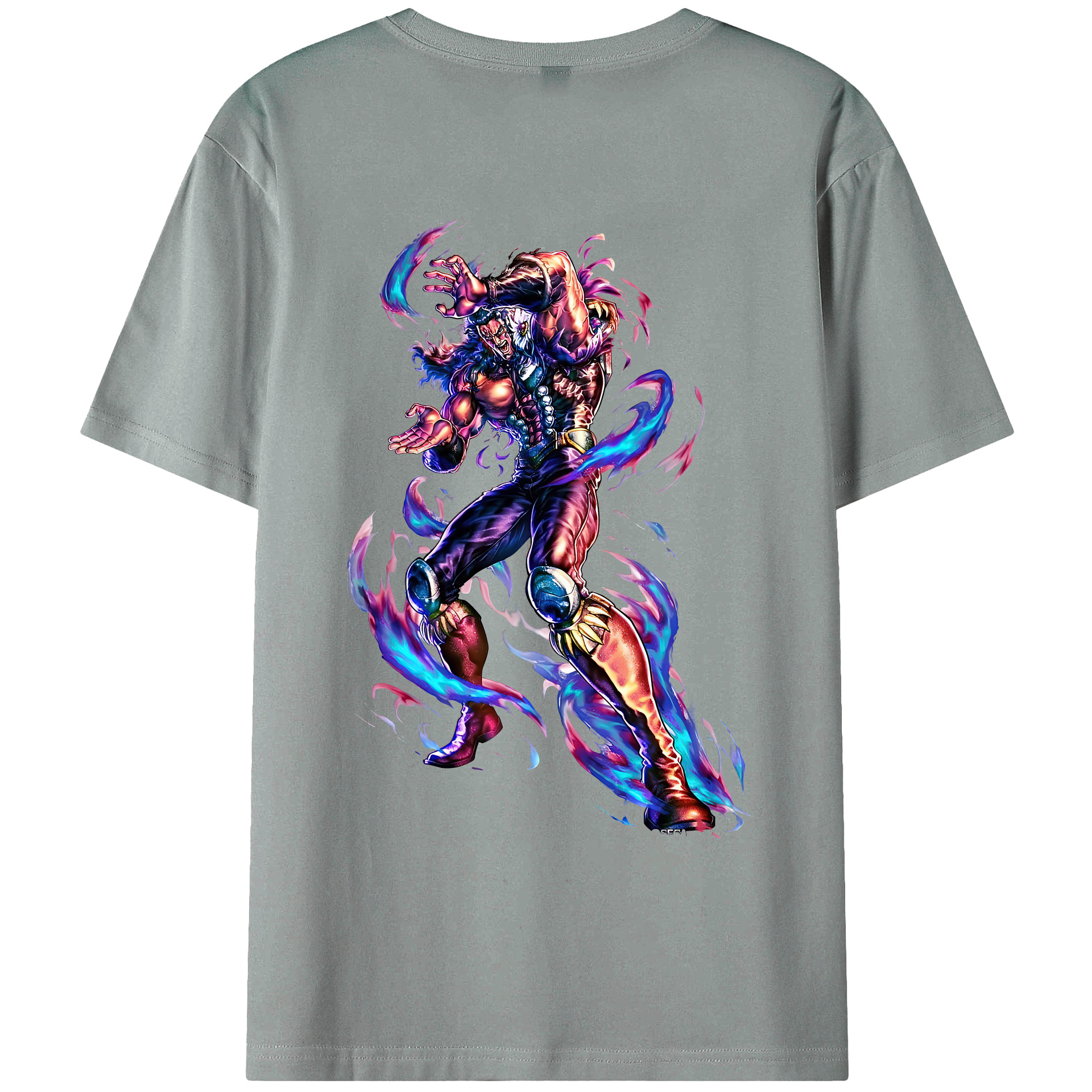 （画像用） 北斗の拳 Fist of the North Star 綿100％ メンズ半袖Tシャツ（バックプリント） 通気性